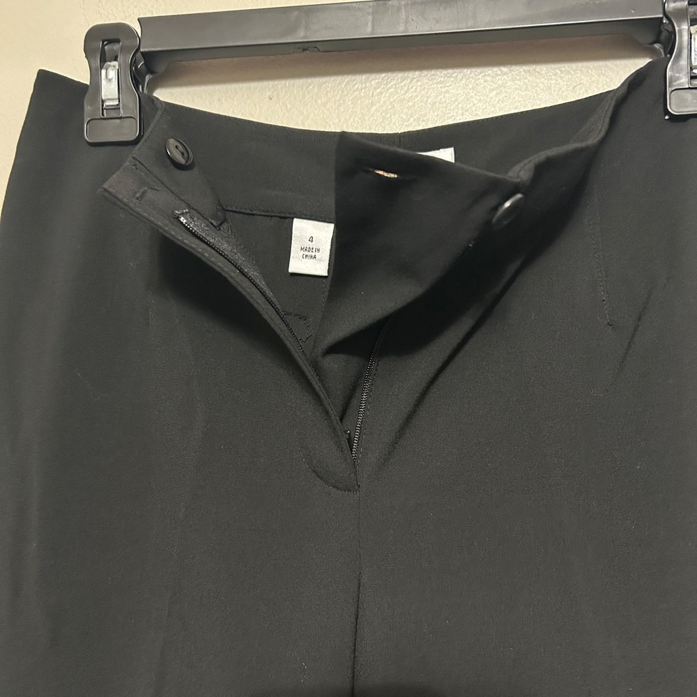 Talbots Womens Pants 4P Black Wide Leg Crop Career Trouser Quiet Luxury Business - Picture 3 of 9